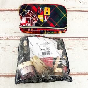 ESTEE LAUDER 7 Piece Skincare and Makeup Set with Plaid Travel Bag